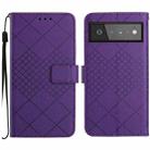 For Google Pixel 6 Pro Rhombic Grid Texture Leather Phone Case(Purple) - 1