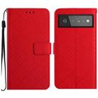 For Google Pixel 6 Pro Rhombic Grid Texture Leather Phone Case(Red) - 1