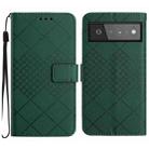 For Google Pixel 6 Pro Rhombic Grid Texture Leather Phone Case(Green) - 1