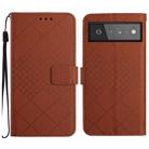 For Google Pixel 6 Pro Rhombic Grid Texture Leather Phone Case(Brown) - 1