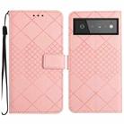 For Google Pixel 6 Pro Rhombic Grid Texture Leather Phone Case(Pink) - 1