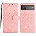 For Google Pixel 6 Rhombic Grid Texture Leather Phone Case(Pink) - 1