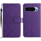 For Google Pixel 9 Pro Rhombic Grid Texture Leather Phone Case(Purple) - 1