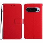 For Google Pixel 9 Pro Rhombic Grid Texture Leather Phone Case(Red) - 1