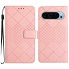 For Google Pixel 9 Pro Rhombic Grid Texture Leather Phone Case(Pink) - 1