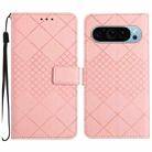 For Google Pixel 9 Rhombic Grid Texture Leather Phone Case(Pink) - 1