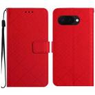 For Google Pixel 9a Rhombic Grid Texture Leather Phone Case(Red) - 1