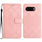 For Google Pixel 9a Rhombic Grid Texture Leather Phone Case(Pink) - 1