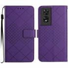 For TCL 505 Rhombic Grid Texture Leather Phone Case(Purple) - 1