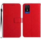 For TCL 502 Rhombic Grid Texture Leather Phone Case(Red) - 1