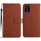 For TCL 502 Rhombic Grid Texture Leather Phone Case(Brown) - 1