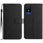 For TCL 502 Rhombic Grid Texture Leather Phone Case(Black) - 1