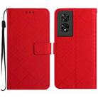 For TCL 50 SE/40 NxtPaper 4G Rhombic Grid Texture Leather Phone Case(Red) - 1