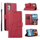 For Motorola Moto G Stylus 2021 PU Genuine Leather Texture Embossed Line Phone Case(Red) - 1