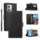 For Motorola Moto G Stylus 4G 2023 PU Genuine Leather Texture Embossed Line Phone Case(Black) - 1