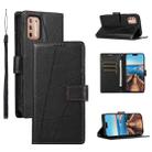For Motorola Moto G9 Plus PU Genuine Leather Texture Embossed Line Phone Case(Black) - 1