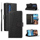For Motorola Edge 2021 PU Genuine Leather Texture Embossed Line Phone Case(Black) - 1