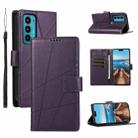 For Motorola Edge 20 PU Genuine Leather Texture Embossed Line Phone Case(Purple) - 1