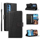 For Motorola Edge 20 Pro PU Genuine Leather Texture Embossed Line Phone Case(Black) - 1