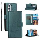 For Motorola Edge X30 PU Genuine Leather Texture Embossed Line Phone Case(Green) - 1