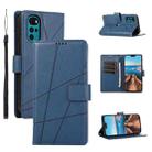 For Motorola Moto G22 PU Genuine Leather Texture Embossed Line Phone Case(Blue) - 1