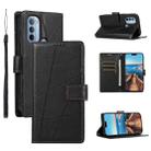 For Motorola Moto G31 PU Genuine Leather Texture Embossed Line Phone Case(Black) - 1