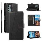 For Motorola Moto G60S PU Genuine Leather Texture Embossed Line Phone Case(Black) - 1