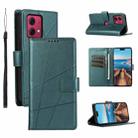 For Motorola Moto G84 PU Genuine Leather Texture Embossed Line Phone Case(Green) - 1