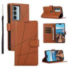 For Motorola Moto G200 5G PU Genuine Leather Texture Embossed Line Phone Case(Brown) - 1