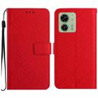 For Motorola Edge 40 Rhombic Grid Texture Leather Phone Case(Red) - 1