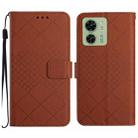 For Motorola Edge 40 Rhombic Grid Texture Leather Phone Case(Brown) - 1