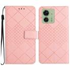 For Motorola Edge 40 Rhombic Grid Texture Leather Phone Case(Pink) - 1