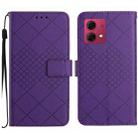 For Motorola Edge 40 Neo Rhombic Grid Texture Leather Phone Case(Purple) - 1