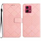 For Motorola Edge 40 Neo Rhombic Grid Texture Leather Phone Case(Pink) - 1