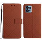 For Motorola Edge+ 2023 / Edge 40 Pro Rhombic Grid Texture Leather Phone Case(Brown) - 1