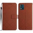 For Motorola Moto E13 Rhombic Grid Texture Leather Phone Case(Brown) - 1