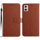 For Motorola Moto E22 / E22i 4G Rhombic Grid Texture Leather Phone Case(Brown) - 1