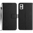 For Motorola Moto E22 / E22i 4G Rhombic Grid Texture Leather Phone Case(Black) - 1