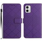 For Motorola Moto G 5G 2023 Rhombic Grid Texture Leather Phone Case(Purple) - 1