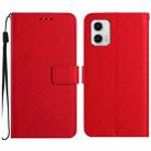 For Motorola Moto G 5G 2023 Rhombic Grid Texture Leather Phone Case(Red) - 1