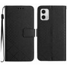 For Motorola Moto G 5G 2023 Rhombic Grid Texture Leather Phone Case(Black) - 1