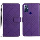 For Motorola Moto G Play 2023 / G Pure 2021 Rhombic Grid Texture Leather Phone Case(Purple) - 1