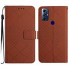 For Motorola Moto G Play 2023 / G Pure 2021 Rhombic Grid Texture Leather Phone Case(Brown) - 1