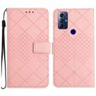 For Motorola Moto G Play 2023 / G Pure 2021 Rhombic Grid Texture Leather Phone Case(Pink) - 1