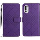 For Motorola Moto G Stylus 5G 2022 Rhombic Grid Texture Leather Phone Case(Purple) - 1