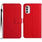 For Motorola Moto G Stylus 5G 2022 Rhombic Grid Texture Leather Phone Case(Red) - 1