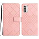 For Motorola Moto G Stylus 5G 2022 Rhombic Grid Texture Leather Phone Case(Pink) - 1