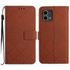 For Motorola Moto G Stylus 5G 2023 Rhombic Grid Texture Leather Phone Case(Brown) - 1