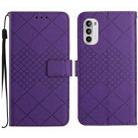 For Motorola Moto G Stylus 2022 4G Rhombic Grid Texture Leather Phone Case(Purple) - 1