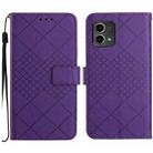 For Motorola Moto G Stylus 2023 4G Rhombic Grid Texture Leather Phone Case(Purple) - 1